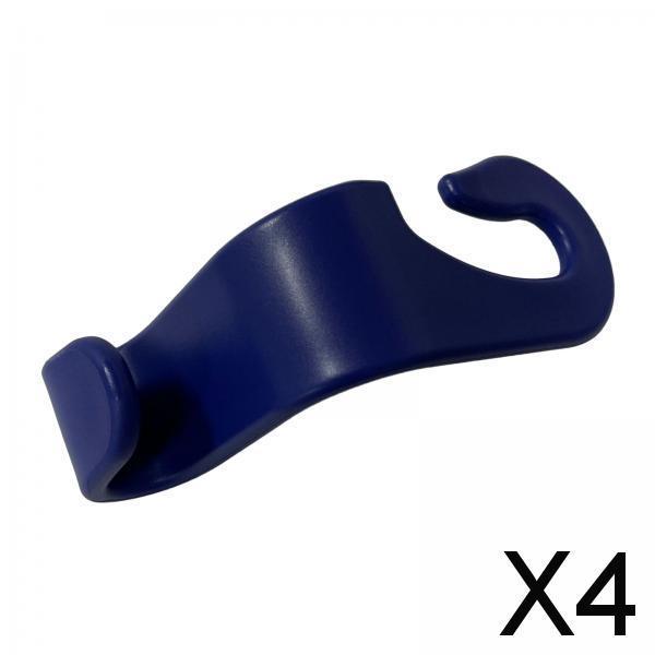 4xCar Seat Headrest Hook Durable Portable Hanger for Purse Coat Umbrellas Navy Blue