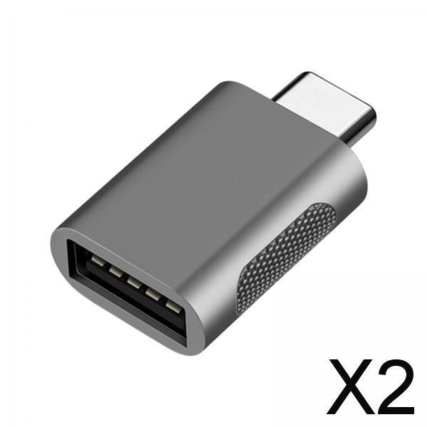 2xType C Adapter Data Transfer for Laptop Phone C Male to 3.0 Female Gray