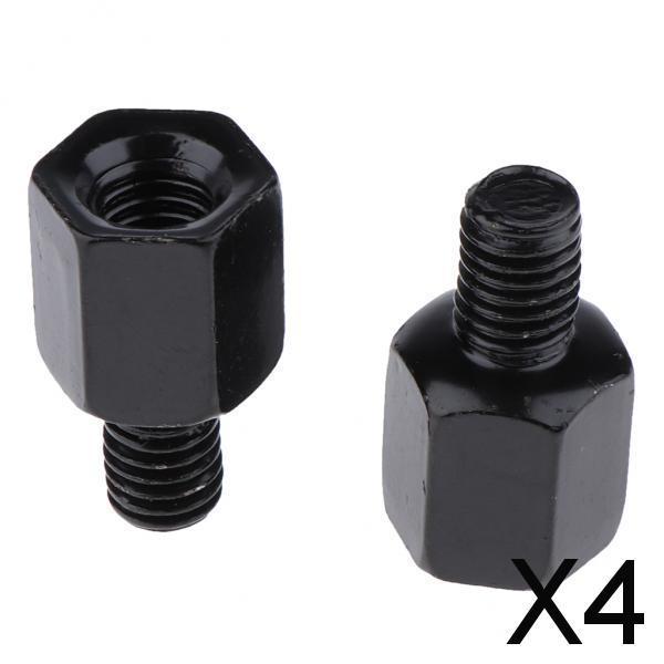 4xScooter Motorcycle Rearview Side Mirror LH 8mm - RH 8mm Adapter Black