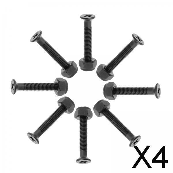 4x8 Pcs Longboard Skateboard Truck Wheel Installing Hardware Screws Black