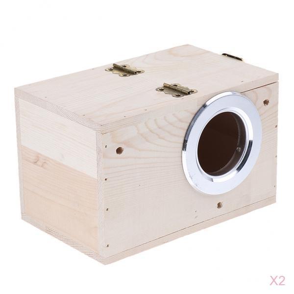 2pcs Pine Wood Bird Parrot Parakeet Cockatiel Nest Small Animals House