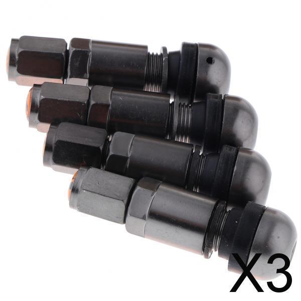 3x4 Pcs Car Tubeless Wheel Dust Caps Tire Valve Stems Gray