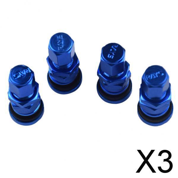 3x 4x Aluminum Bolt-in Car Tubeless Wheel Tire Valve Stem With Dust Cap Blue