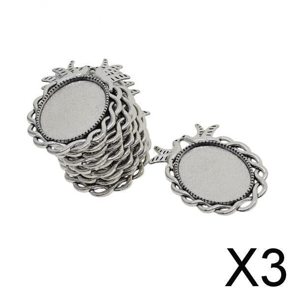 3x10 Pieces Pigeon Oval Blank Bezel Pendants Base Settings for Jewelry Making