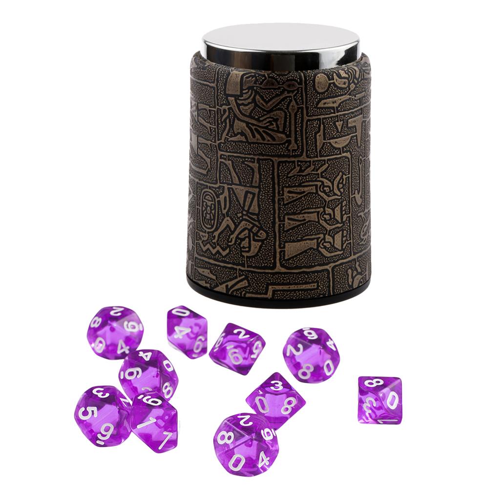 10pcs Ten Sided D10 Polyhedral Dices Dies Cup Shaker for RPG D&D Board Games