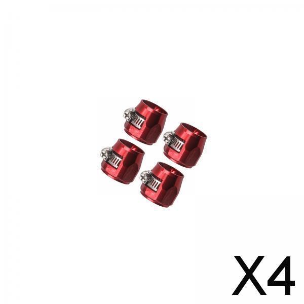 4x4 Pieces Hose Finisher Clamps Aluminum Alloy with Screw Band Hose Connectors Red AN6
