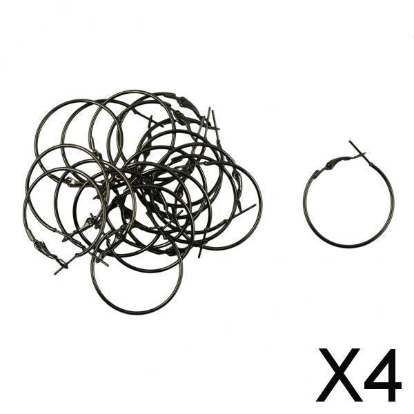 4x20pcs 50mm Round Beading Hoop Loop Leverback Earring Findings Metallic Black