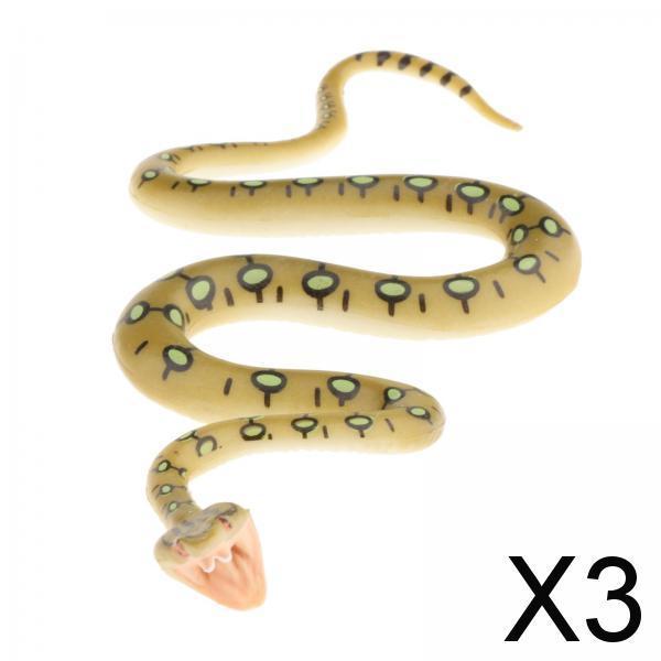 3xPlastic Snake Figurines Toys Collector for Kids Bag Filler Gift Python