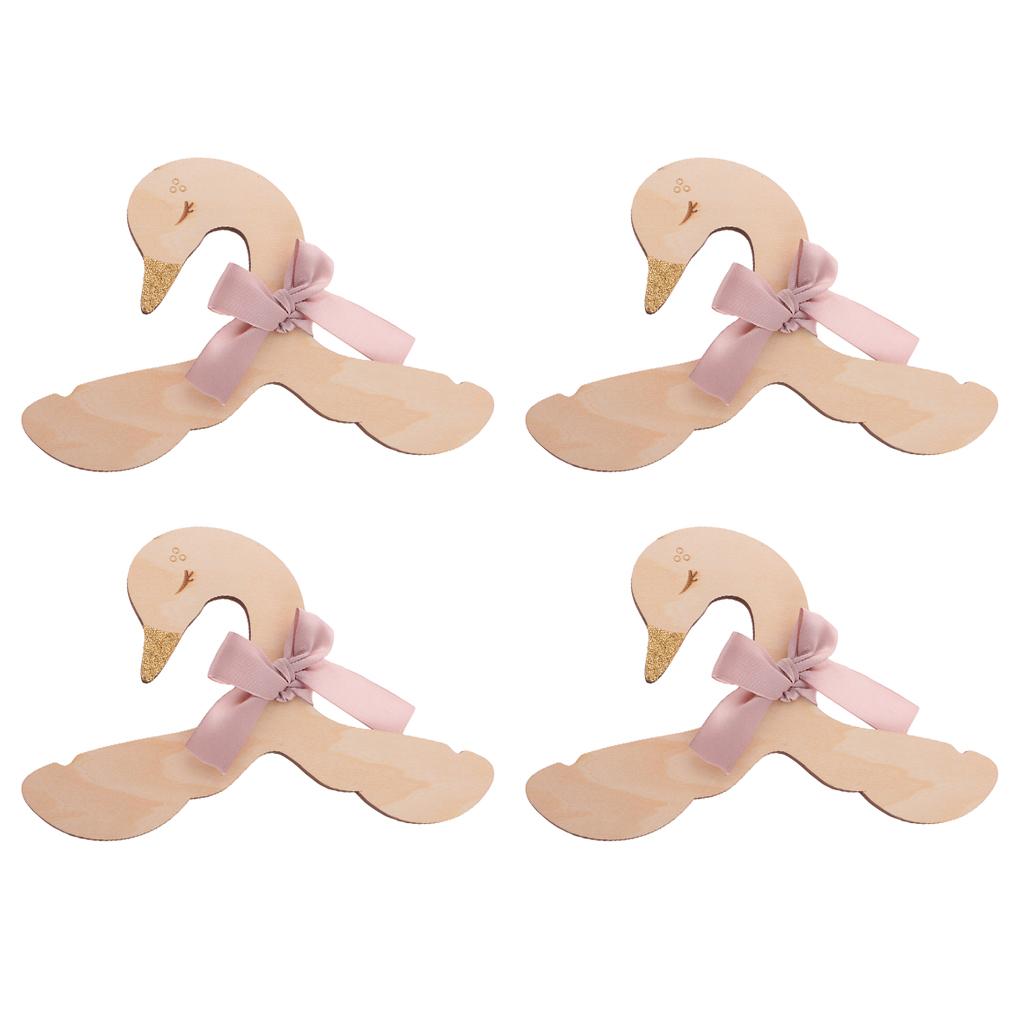 4pcs Sweet Swan Bow Baby Kids Room Nursery Wooden Coat Clothes Hook Hanger