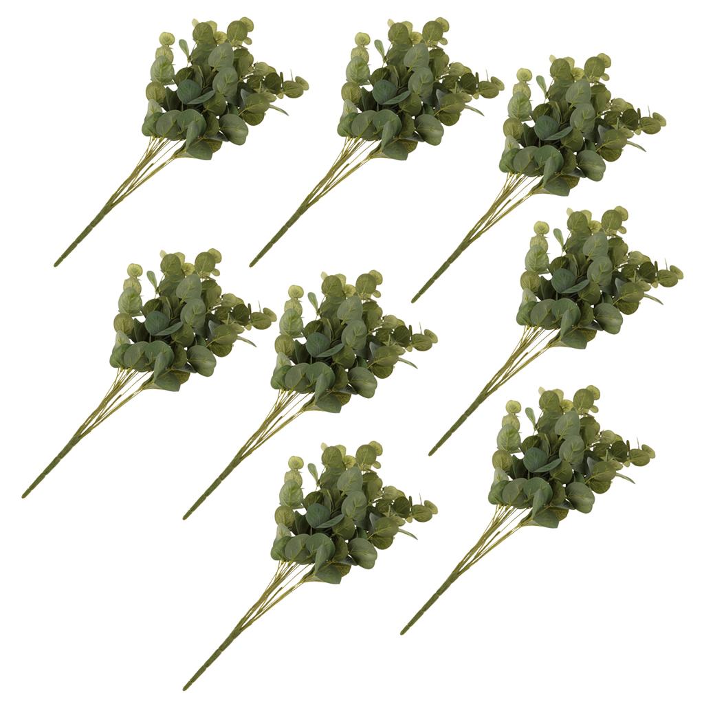 8 pieces Artificial Flower Eucalyptus Leaves Bouquet Wedding Floral Decor