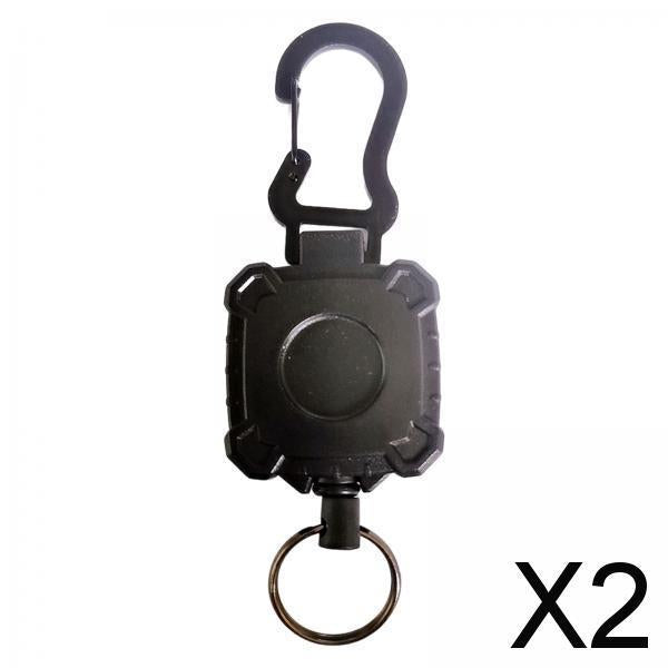 2xRetractable Keyring Recoil Key Chains 60cm Telescopic with Carabiner Gourd