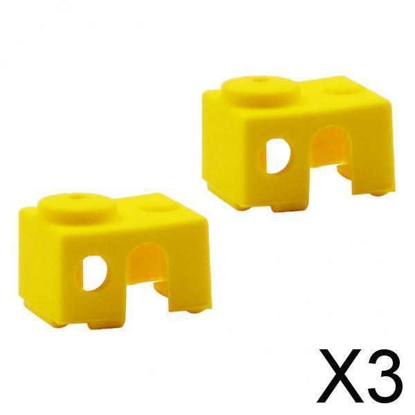3x2Pcs 3D Printer Silicone Wrap Case Socks Cover Protector For V6 Block Yellow