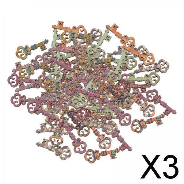 3x50Pieces Wood Key Mini Art Craft Embellishment Cards Bookmark Scrapbooks