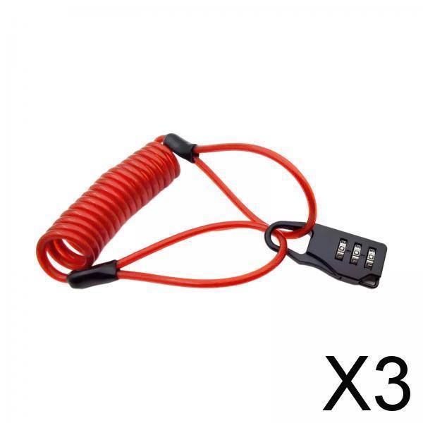 3xCombination Lock with Cable Portable Security Cable for Bike Gate Gym Locker Red
