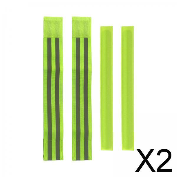 2xReflective Bands Wristband Reflector Tape Strips for Night Jogging Sports 35cm Green
