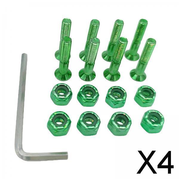4x8pcs Replacement Skateboard Hardware Set Longboard Screws Accessories green
