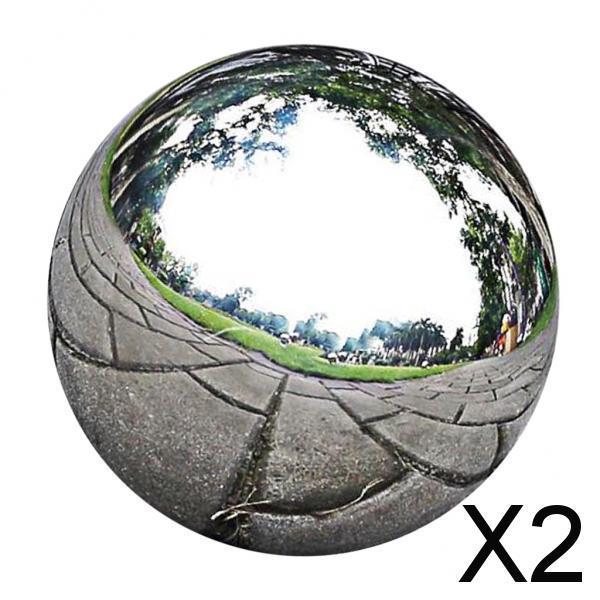 2xStainless Steel Mirror Polished Sphere Hollow Round Ball Garden Ornament76mm