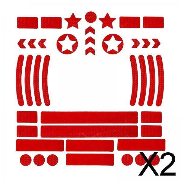 2xReflective Stickers High Visibility Decor Warning for Bikes Motorbike Red