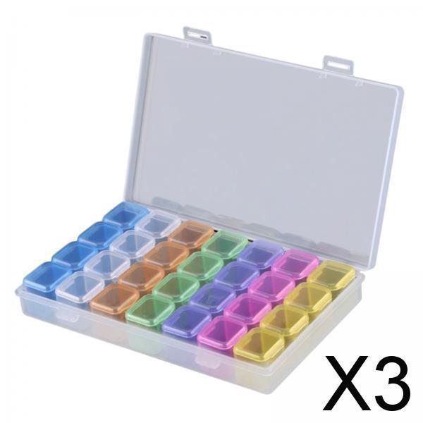3x28 Grids Organizer Box Manicure Tool for Nail Art Jewelry Making Small Parts colorful