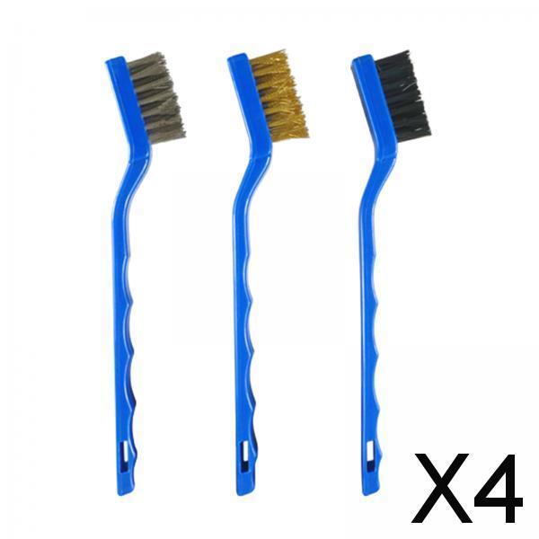 4x3 Pieces Mini Wire Cleaning Brush Set Gadgets Easy Storage for Engine