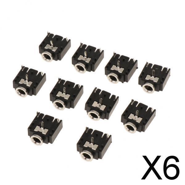 6x10Pieces 3Pin 3.5mm Female Audio Headphone Jack Socket Dual Channel