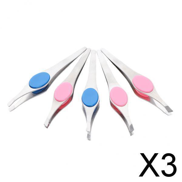 3x5x Stainless Slant Flat Tweezers for Eyebrow Shaping Facial Hair Removal 02
