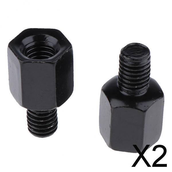 2xScooter Motorcycle Rearview Side Mirror LH 8mm - RH 8mm Adapter Black