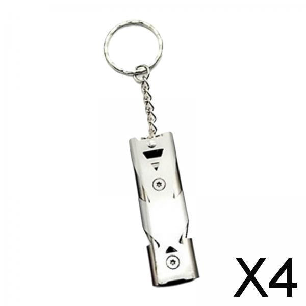 4xDouble Pipe Whistle Lifesaving Emergency SOS Outdoor Survival silver