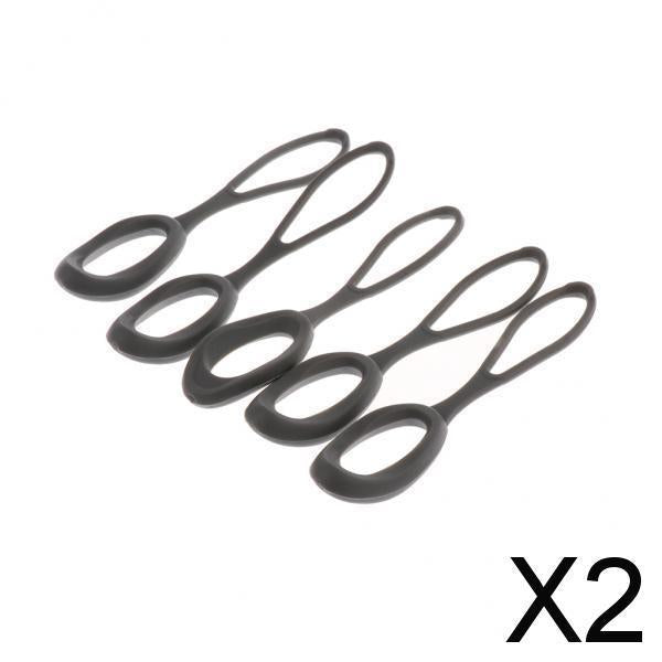2x5 Pieces Non-slip Strong Zipper Pull Cord Zip Puller Zip Fastener Grey