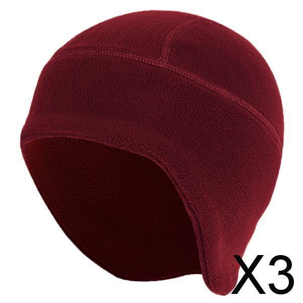 3xWarm Caps Cycling Hat Helmet Liner for Sports Under Helmets Skiing Hiking Red