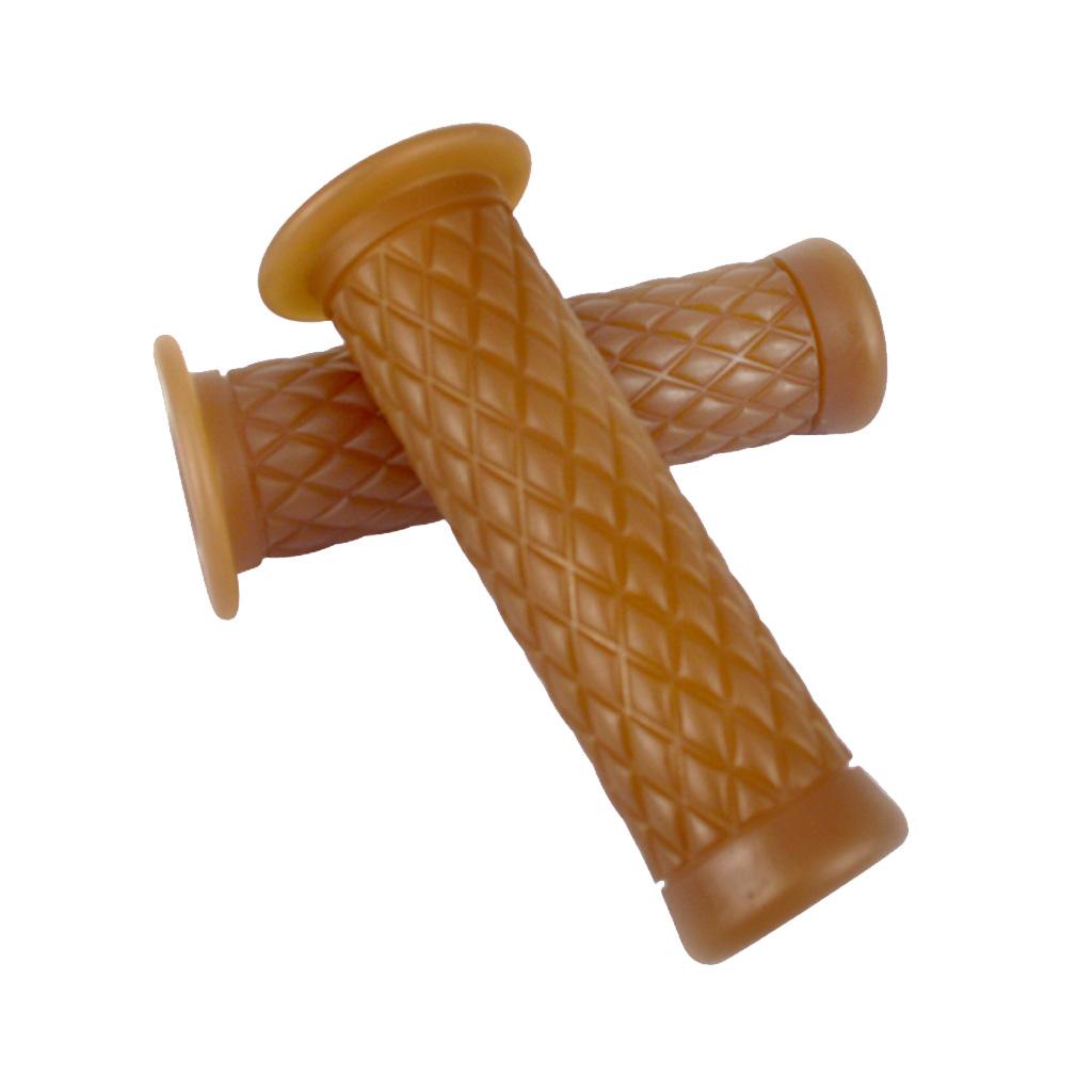 2 Pieces Motorcycle Retro Handle Bar Handlebar Grips Light Coffee