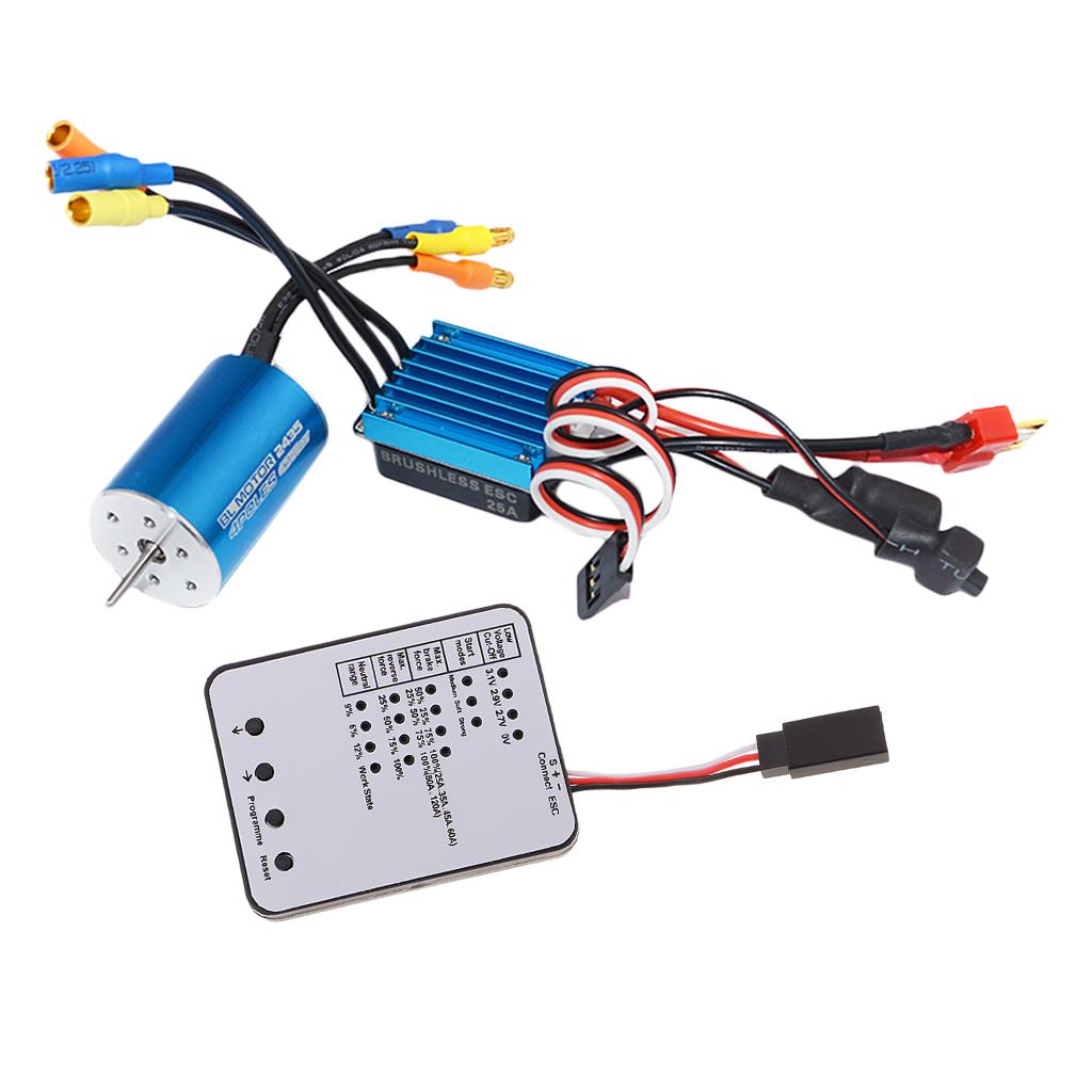 2435 4500KV Brushless Motor+25A ESC+LED Programing Card for 1/16 1/18 RC Car