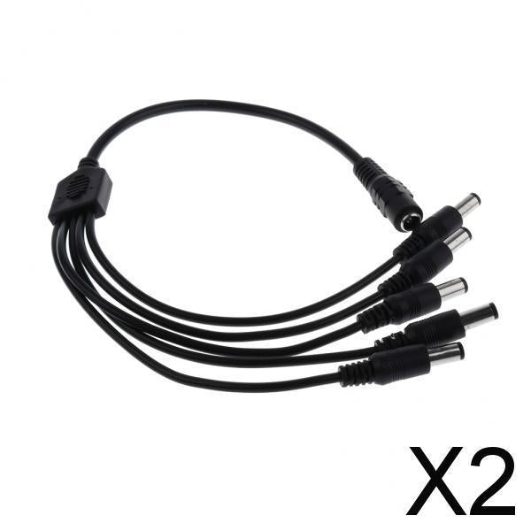 2xDC 1 Female to 5 Male Output Power Splitter Cable Cord Y Adapter