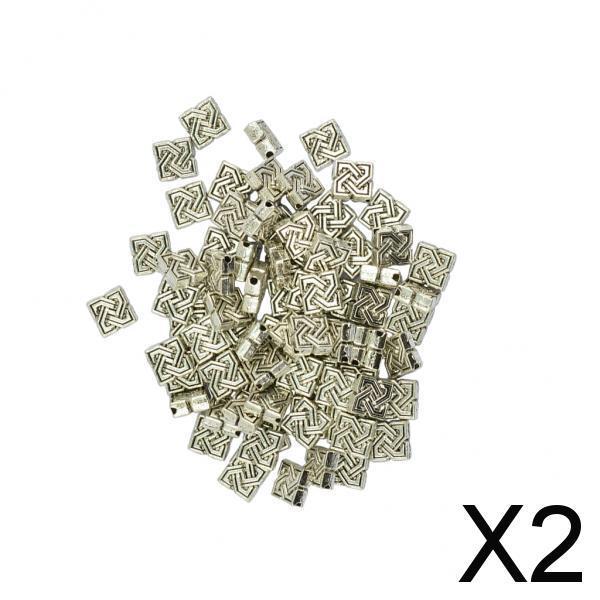 2x100 Pieces Tibetan Silver 7mm Celtic Symbol Square Spacer Beads DIY Making