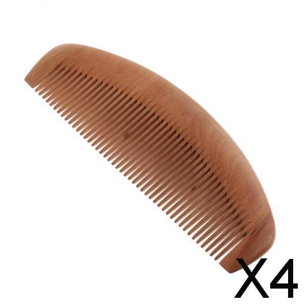 4xNatural Peach Wood Tooth Comb Anti Static Hair Care Comb Massage Fine Teeth