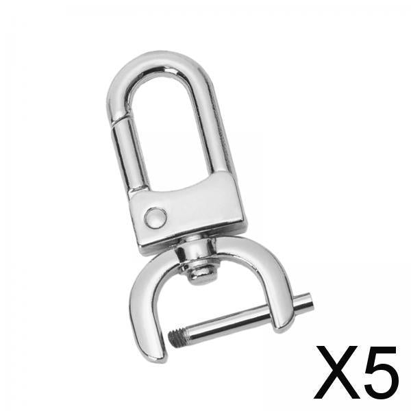 5xDetachable Snap Hook Swivel Clasp with Screw Bar DIY Purse Strap Replacement Silver white L