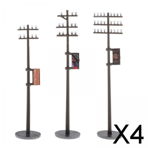 4x3pcs 1/87 Electric Line Poles Telephone Poles SCENERY Building Accessories