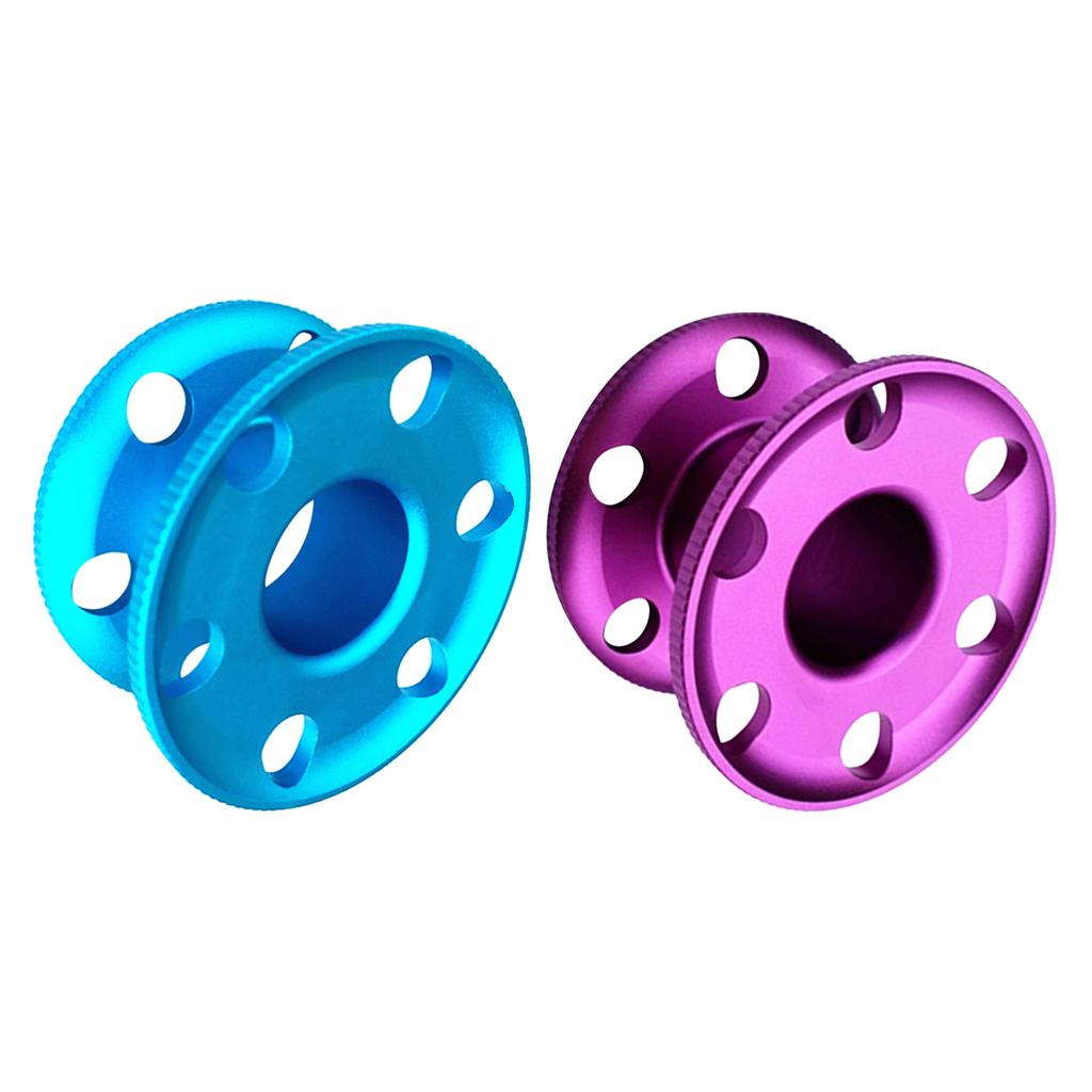2 Pieces Aluminum Alloy Scuba Diver Finger Reel Guide Line Spool Blue Purple