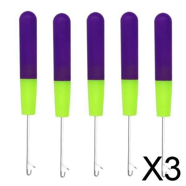 3x5 Packs 6in Latch Hook Crochet Needle for Braids Hair Extension Weave Purple