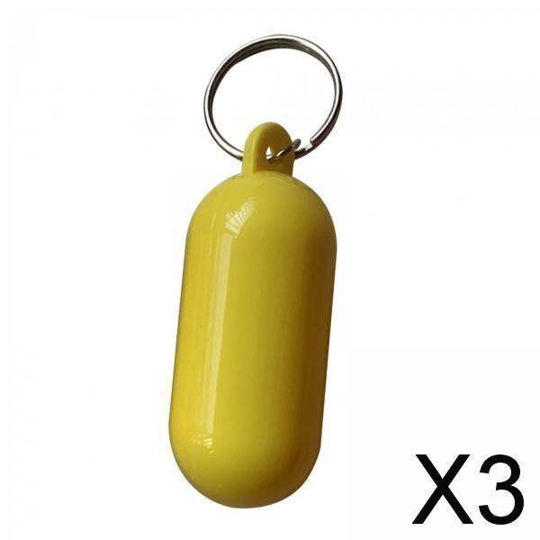 3xFloating Keychain Buoyant Key Chain for Outdoor Water Sports Rafting Fishing Yellow