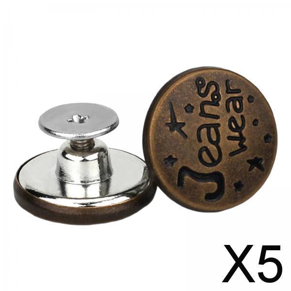 5x3PCS Detachable Jean Buttons Removable Reduce Waist Size for Cowboy Clothing Bronze Classic