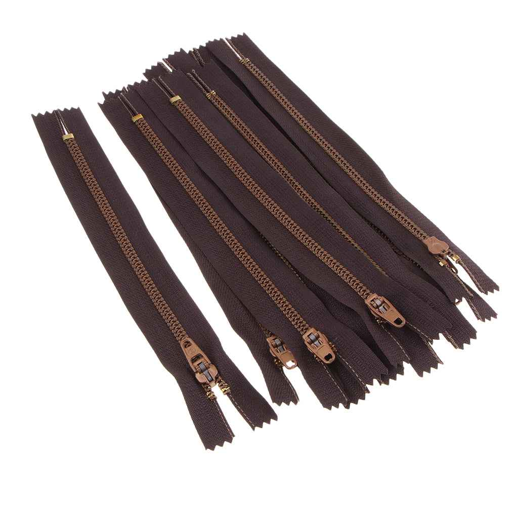 10 Pieces Resin Coil Zipper Closed End Zipper for Sewing Supplies Brown
