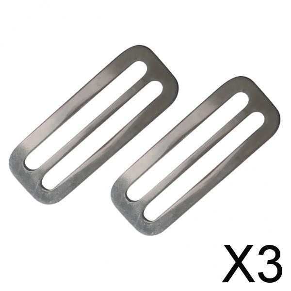 3x2 Pieces 2 Weight Belt Slide Stainless Steel Stopper Keeper 2mm Thickness "