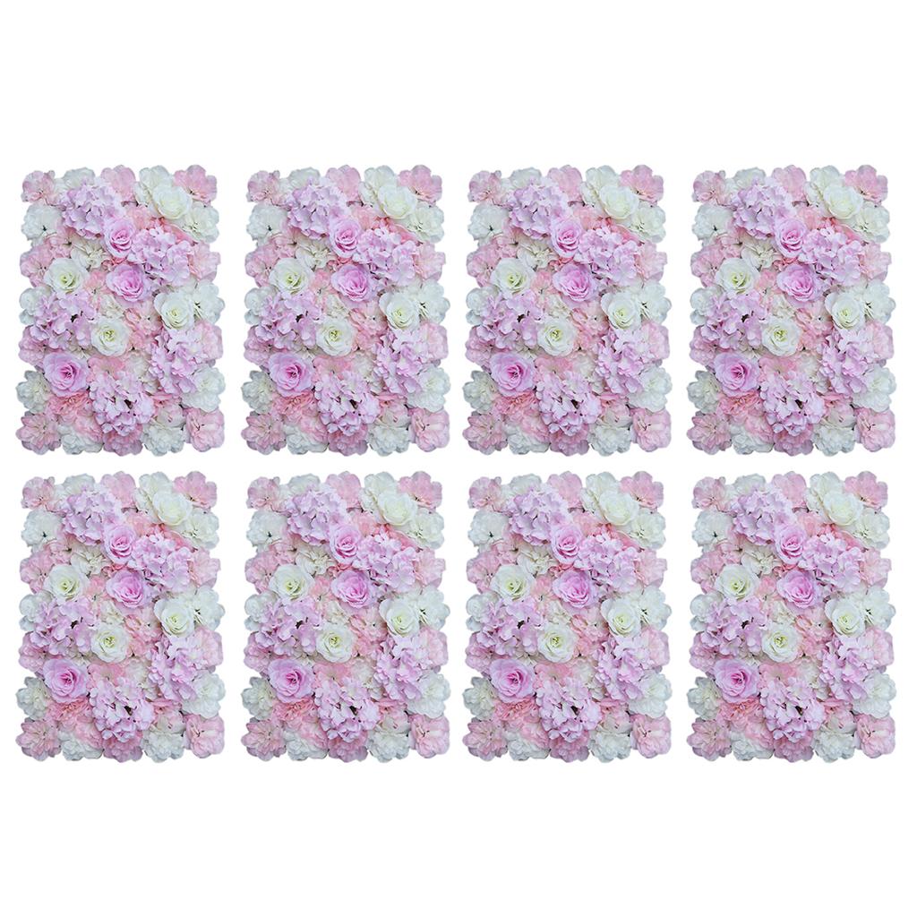 8 Pieces Artificial Flower Wall Panels Wedding Venue Decor Pink White