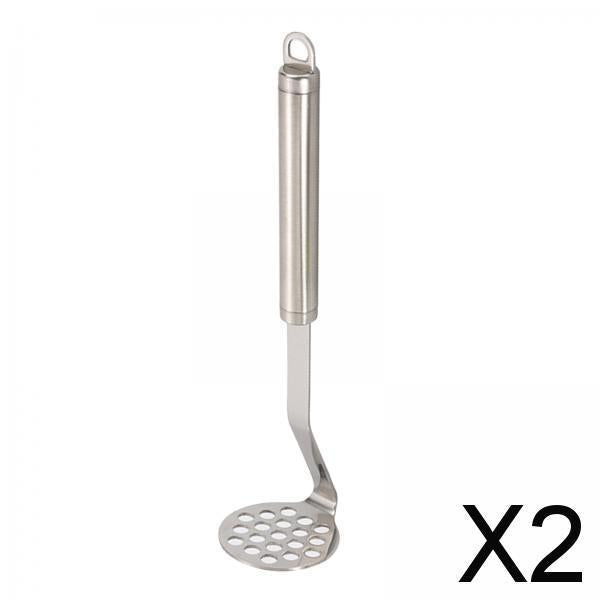 2xMulti Purpose Bean and Potato Masher with Handle Fruit Mashers Hand Masher Argent