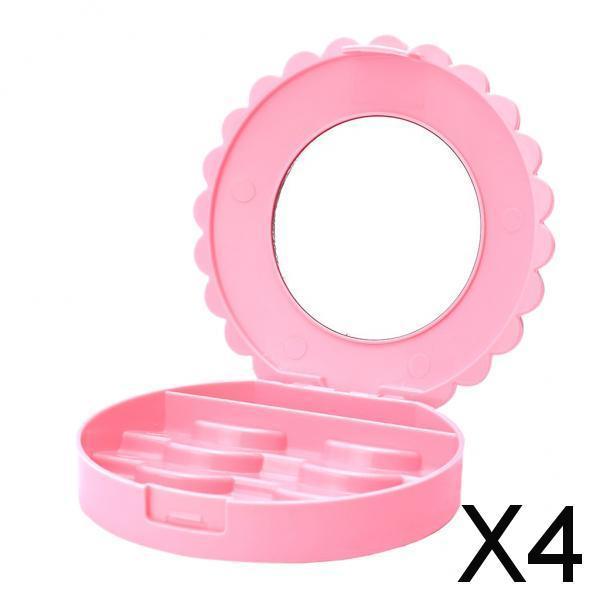4xPink Protable False Eyelashes Carrier Container Storage Case Lash Holder Box