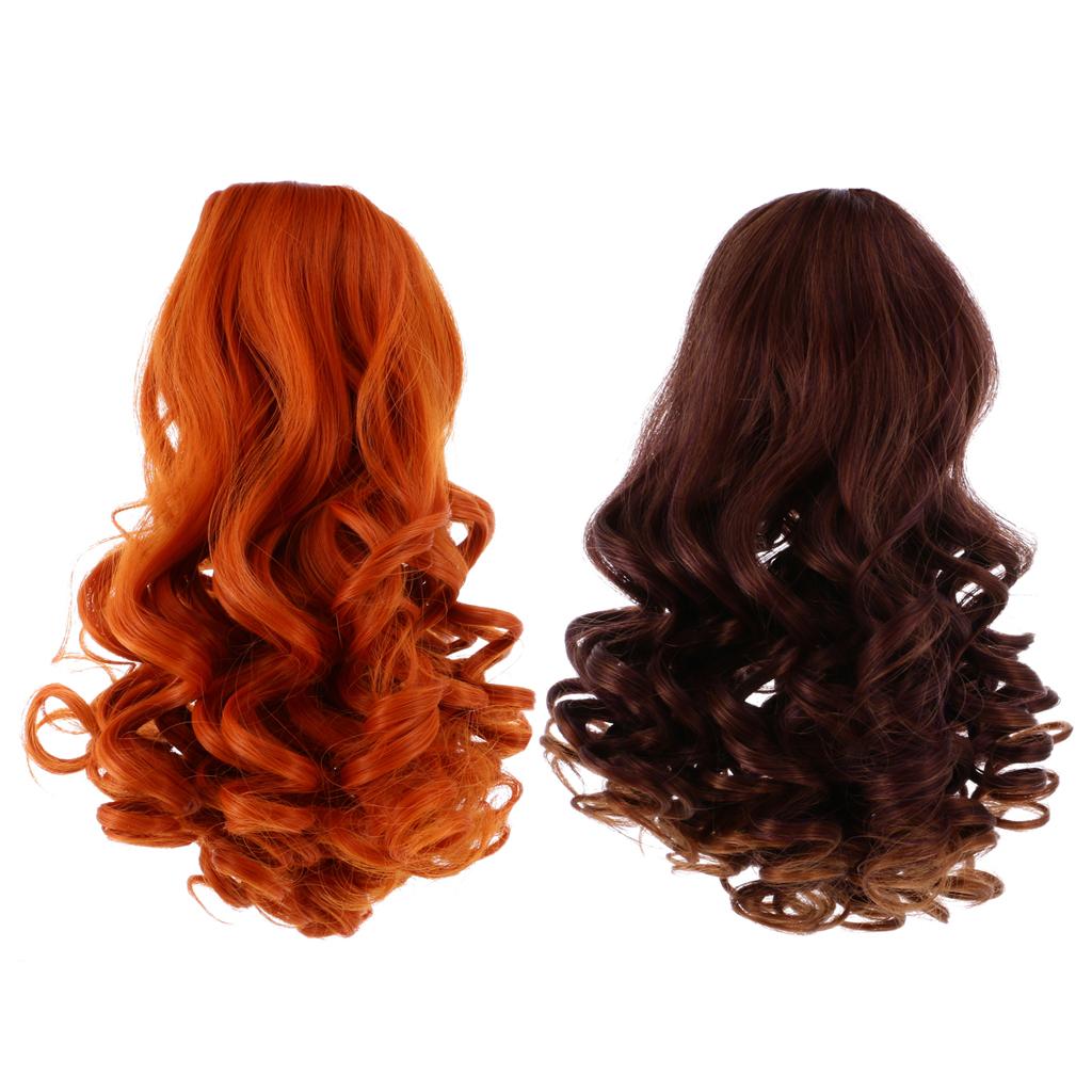 2 Pieces Doll Wavy Curly Hair Wig for 18inch American Doll DIY Making #5+#6