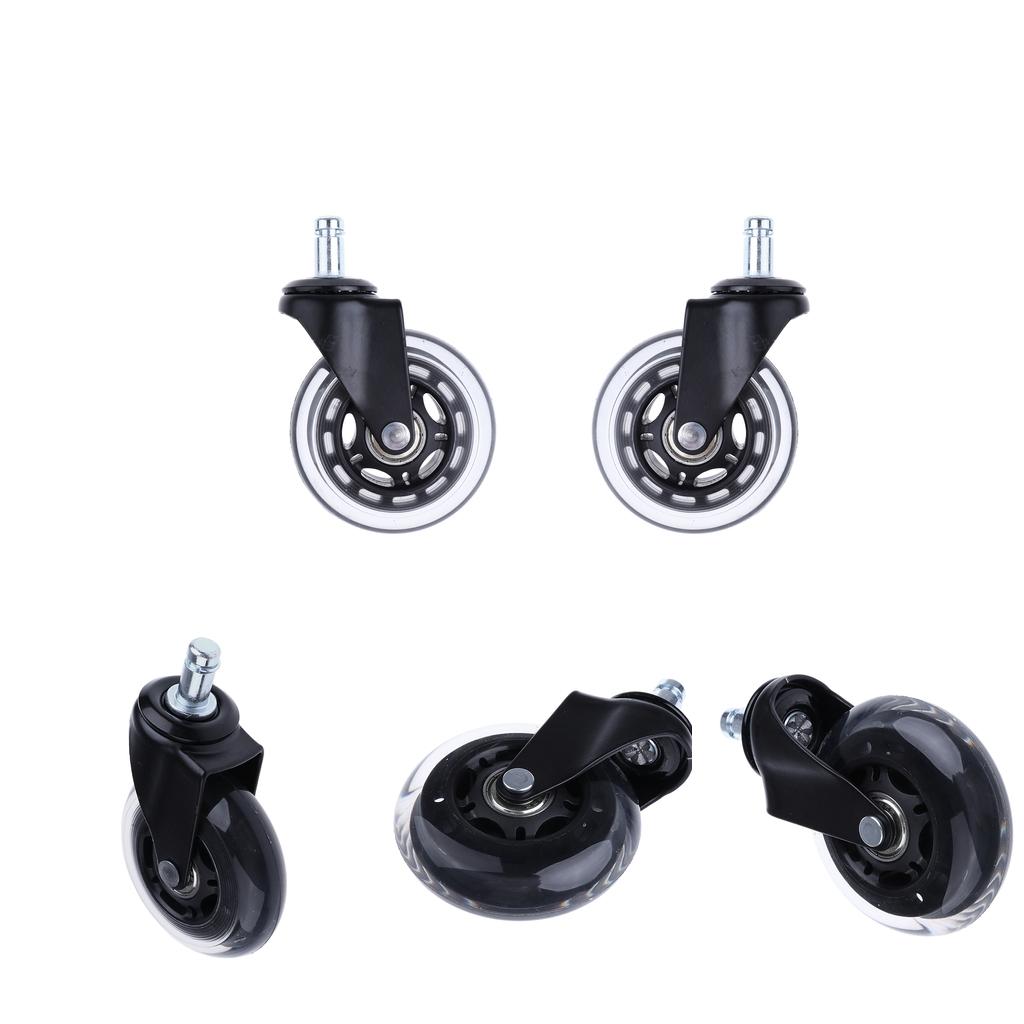 5 Pcs 3'' Swivel Transparent Caster Replacement PU Wheels For Hardwood Floor