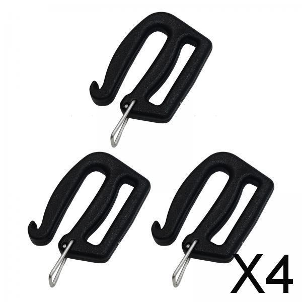 4xWebbing Release G Hook Camping Equipment Bag 1 inch Black Backpack Adjusters 3pcs