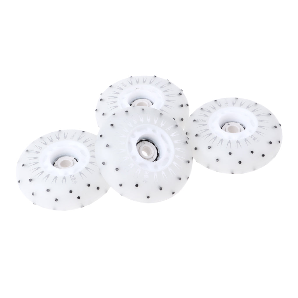 4pcs Flash Speed Skating Wheel Roller Skates Wheels Light 76mm White